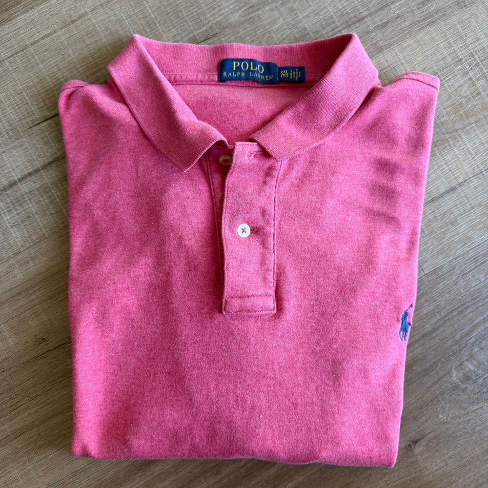 Polo Ralph Lauren Mens XXL Pink Heathered Short Sleeve Pony Logo Polo Shirt